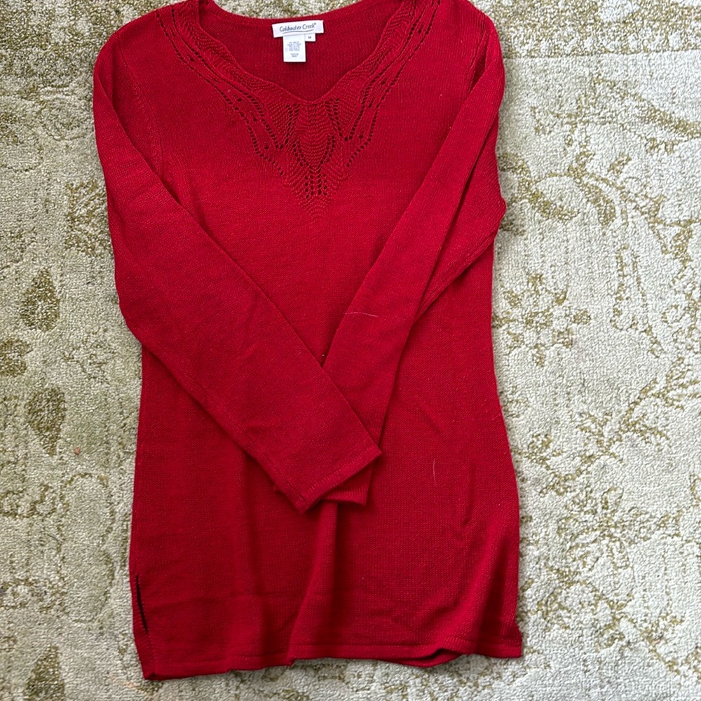 Cold water Creek Red Long Sweater